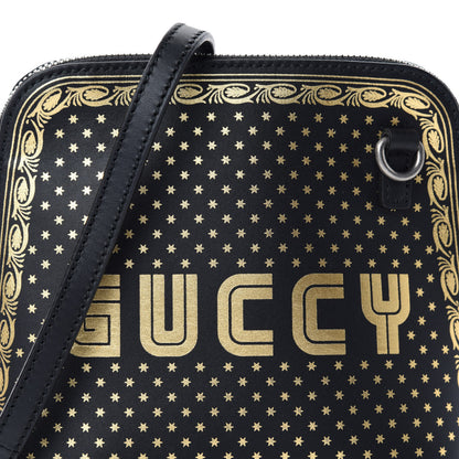 Gucci X SEGA Calfskin GUCCY Stars Mini Dome Shoulder Bag Black Gold 10 of 10