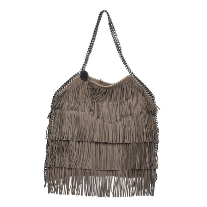 Stella McCartney Eco Suede Fringe Big Falabella Tote Taupe 1 of 9
