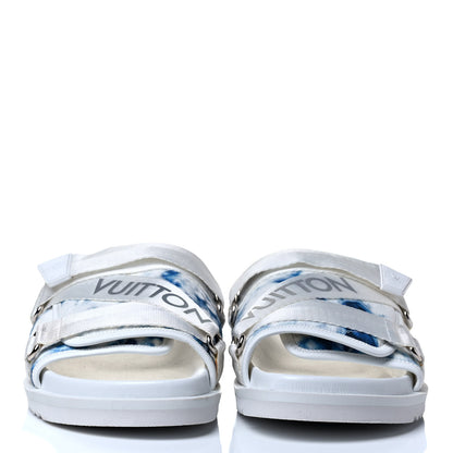 Louis Vuitton Denim Monogram Tie Dye Mens Honolulu Mules 7.5 Marine 2 of 6