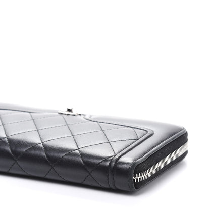Chanel Lambskin Quilted Zip Around Wallet Black 7 of 10