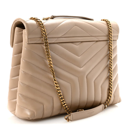 Saint Laurent Calfskin Y Quilted Monogram Medium Loulou Chain Satchel Nude Powder 3 of 9