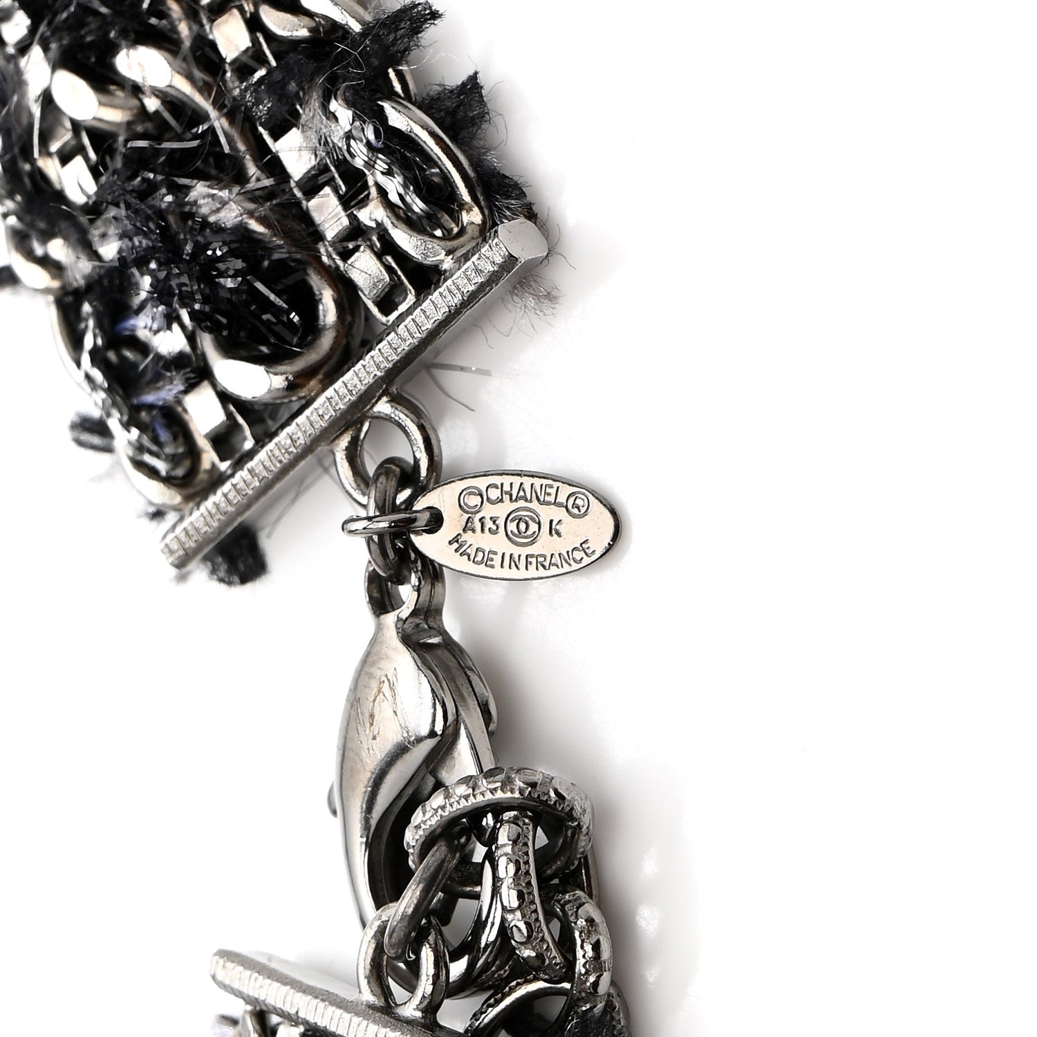 Chanel Gripoix Tweed Velour CC Cross Chain Belt Black Multicolor