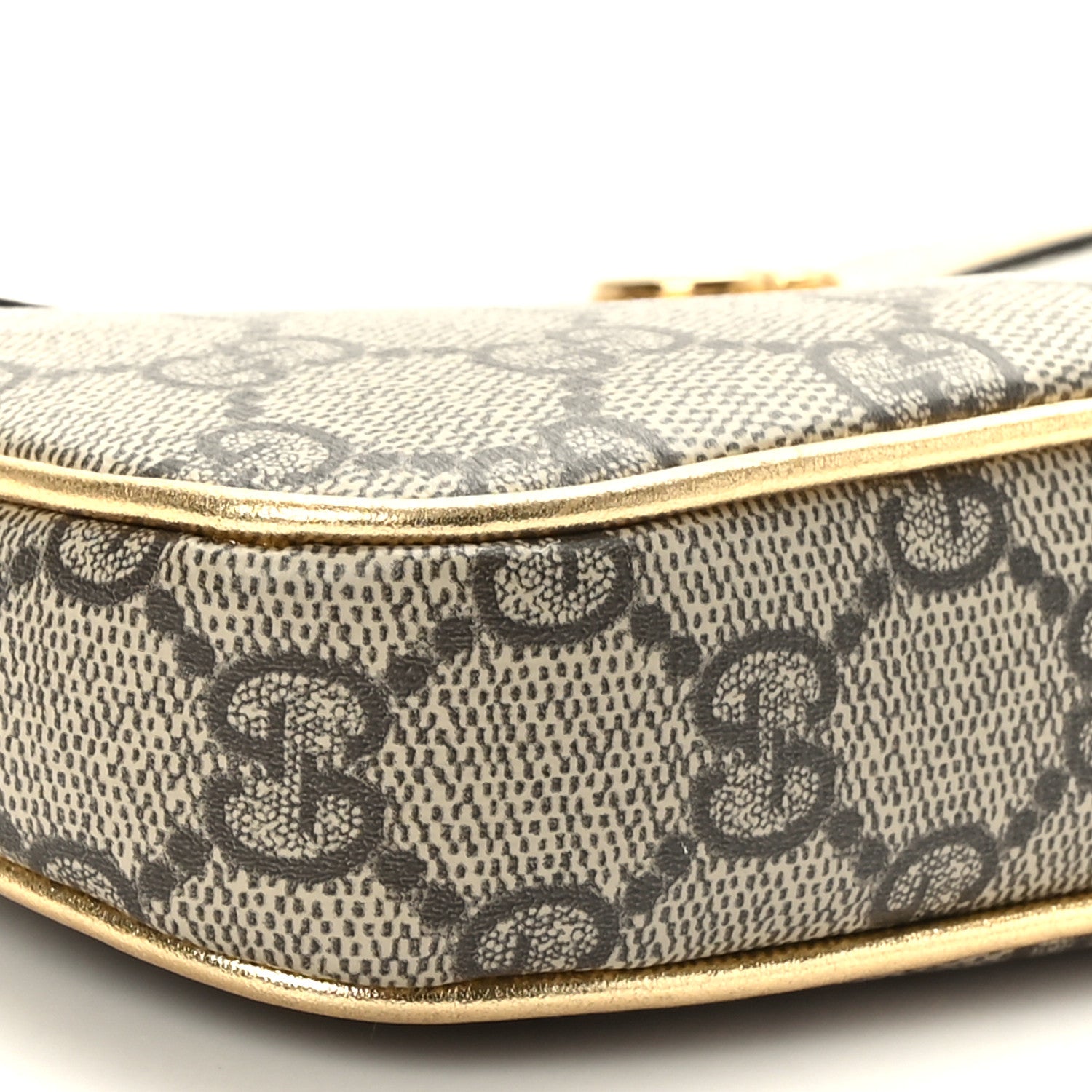 Gucci GG Supreme Monogram Lame Textured Dollar Calfskin Mini Ophidia Chain Bag Beige Ebony Gold 7 of 8