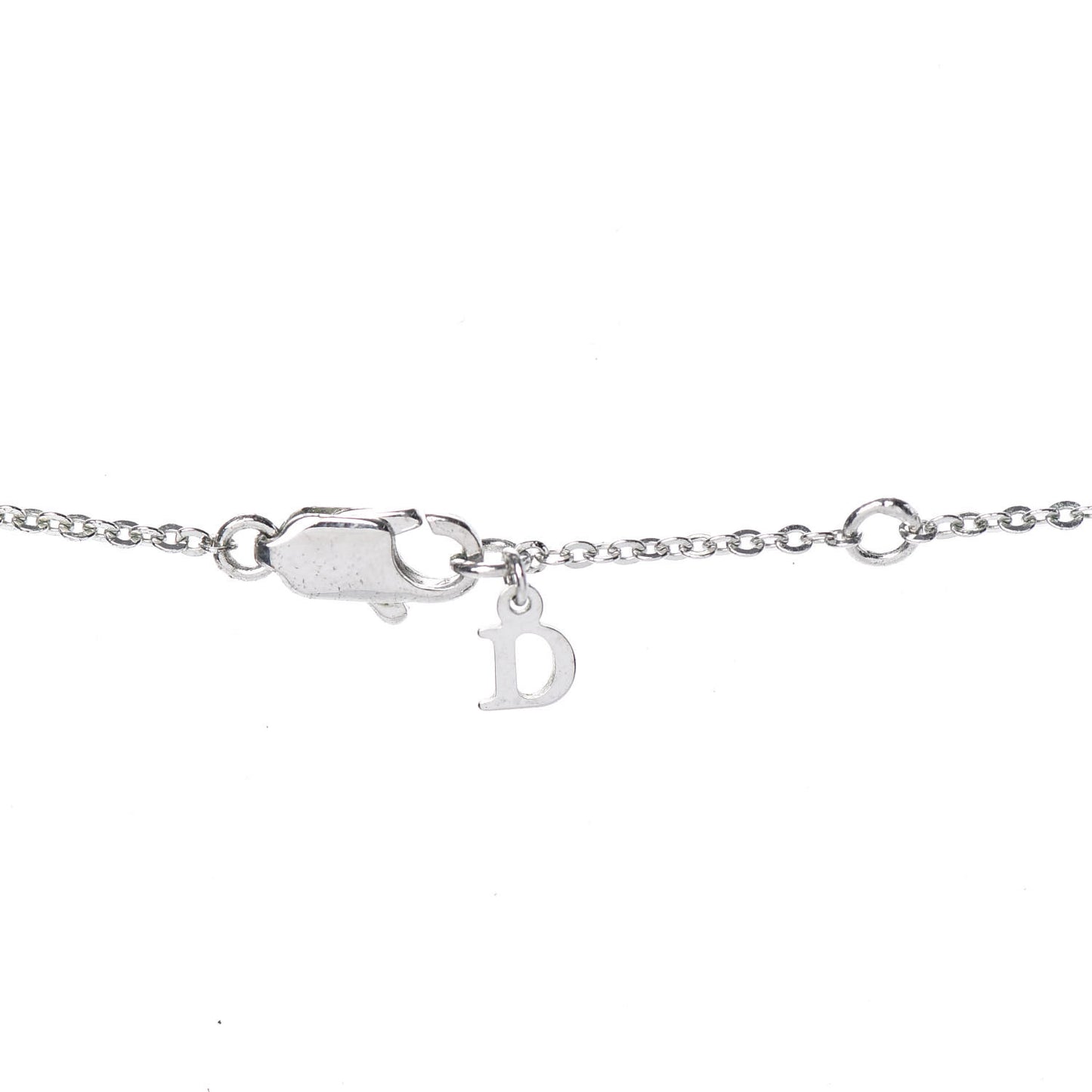 Beaded Logo Charm Necklace Silver