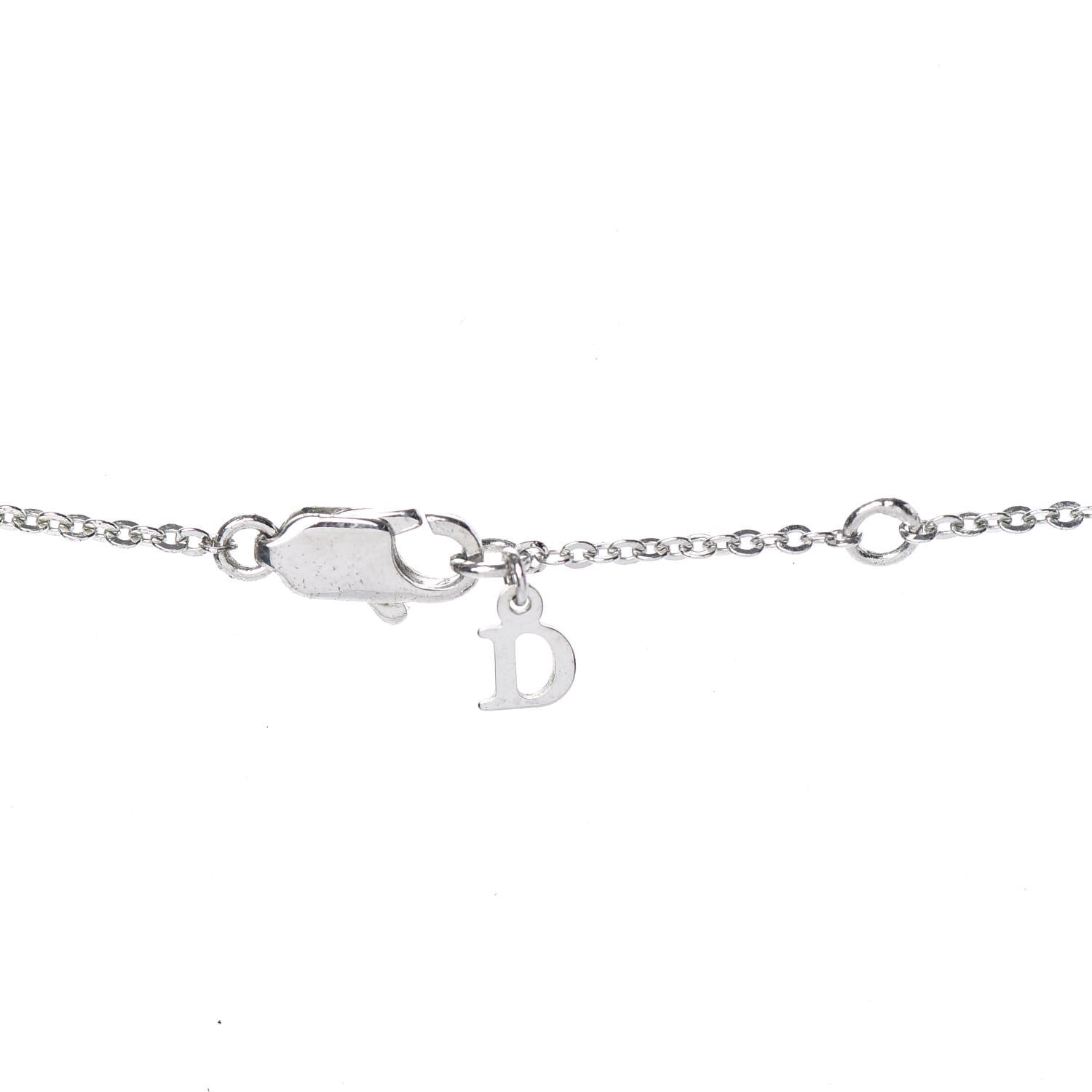 Christian Dior Beaded Logo Charm Necklace Silver 4 of 4