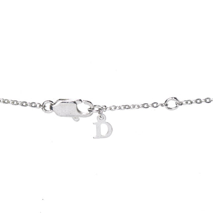 Christian Dior Beaded Logo Charm Necklace Silver 4 of 4