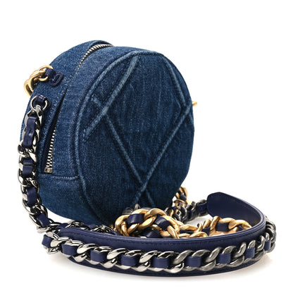 Chanel Denim Quilted Chanel 19 Round Clutch With Chain Blue 3 of 11