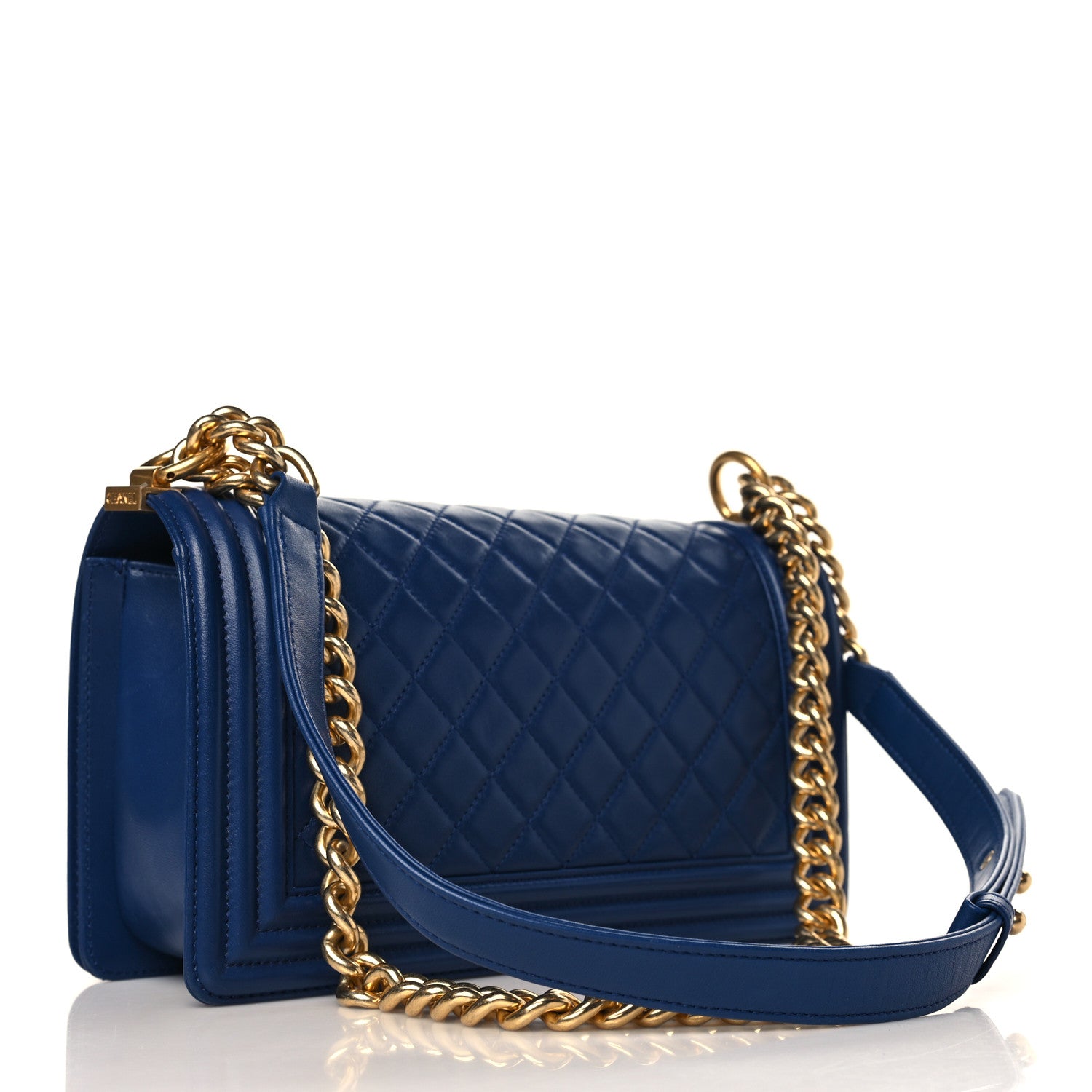Chanel Lambskin Quilted Medium Boy Flap Blue 2 of 9