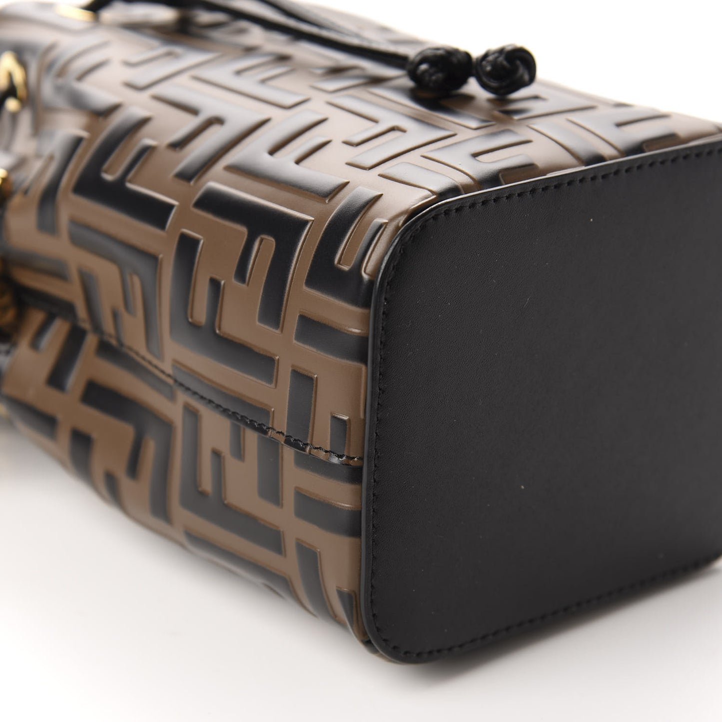 Vitello Liberty F is Fendi Bi-Color FF 1974 Embossed Mini Mon Tresor Bucket Bag Maya Black
