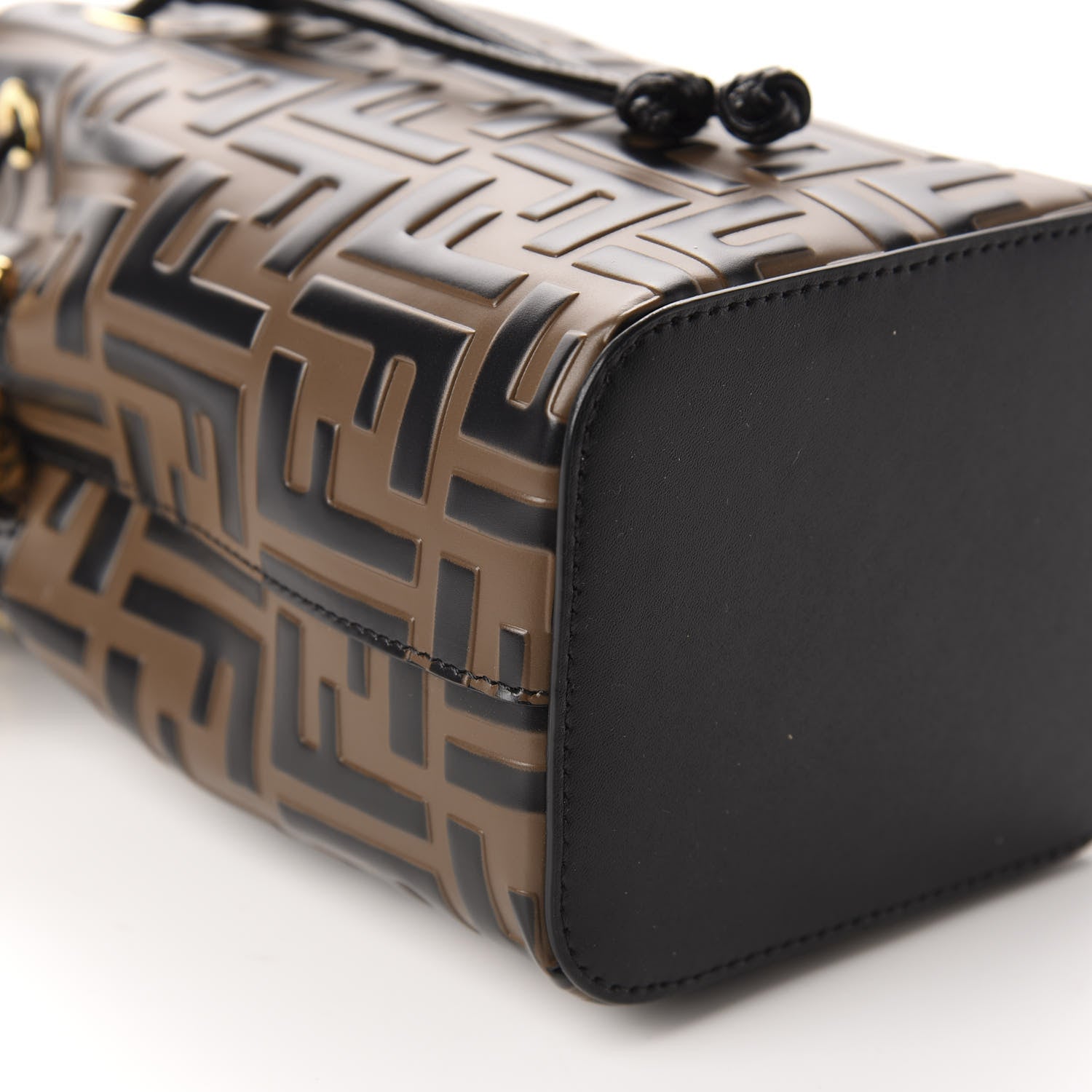 Fendi Vitello Liberty F is Fendi Bi-Color FF 1974 Embossed Mini Mon Tresor Bucket Bag Maya Black 7 of 11