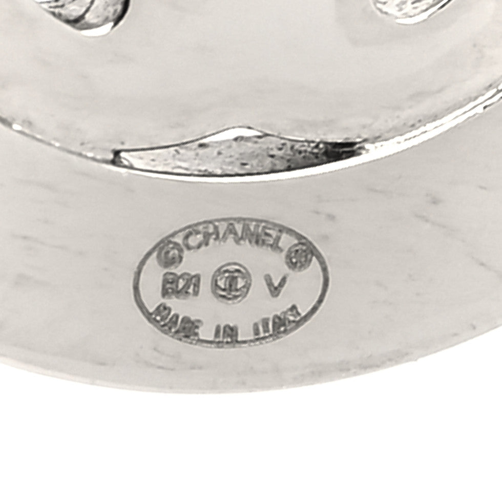 Crystal CC Round Earrings Silver