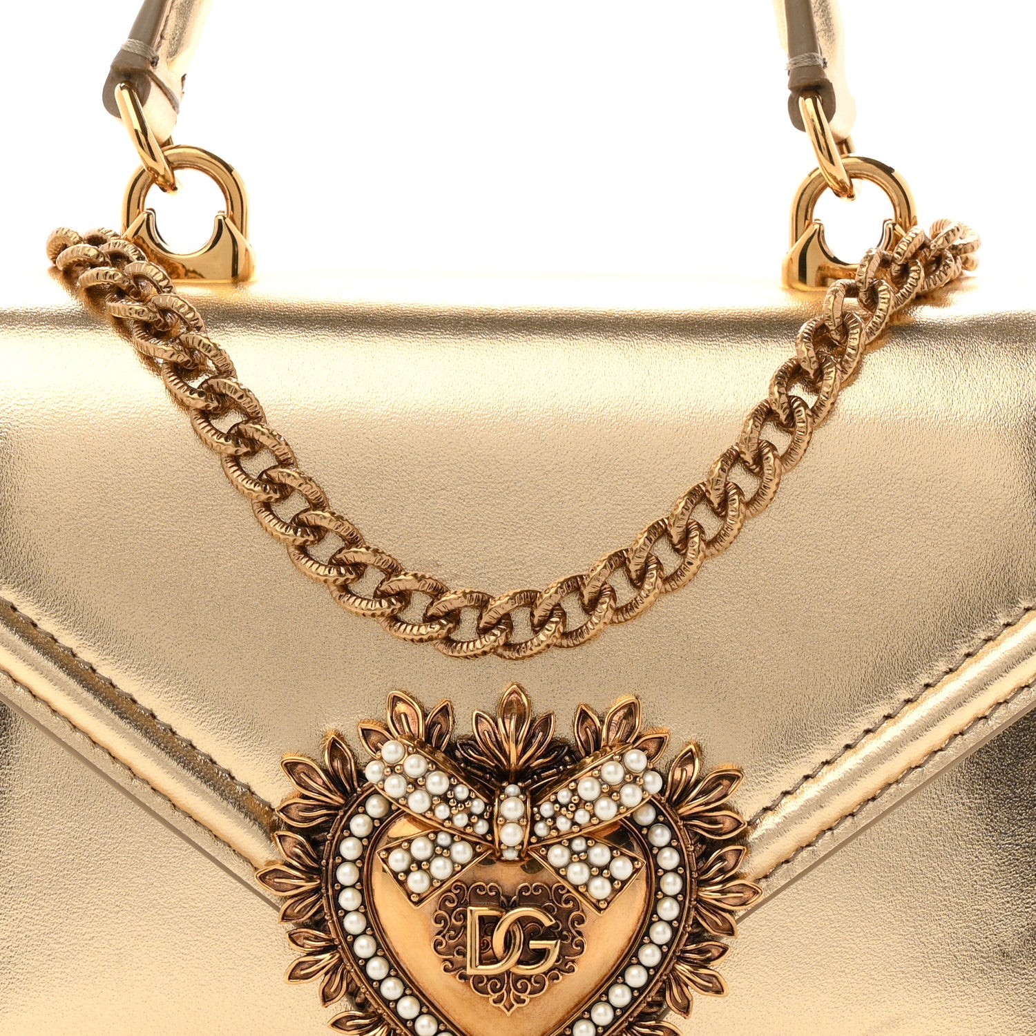 Dolce & Gabbana Metallic Nappa Small Devotion Envelope Top Handle Bag  Gold 7 of 10