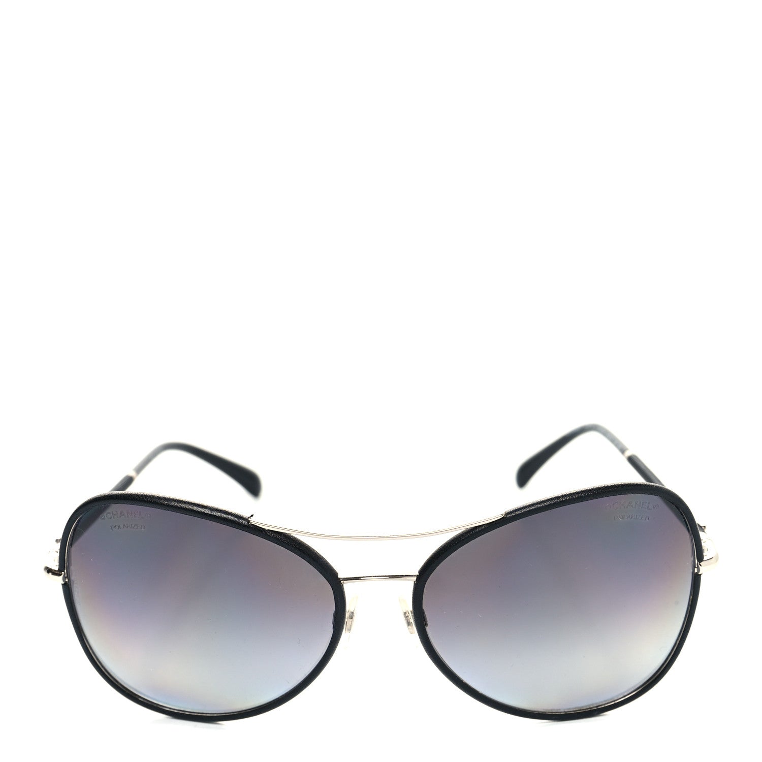 Chanel Metal Lambskin Polarized Pilot Fall Sunglasses 4227-Q Black 2 of 9