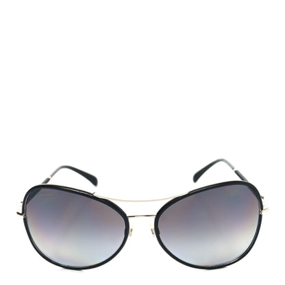 Chanel Metal Lambskin Polarized Pilot Fall Sunglasses 4227-Q Black 2 of 9