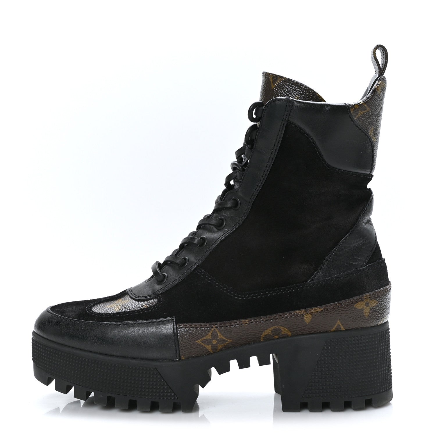 Louis Vuitton Suede Calfskin Monogram Laureate Platform Desert Boots 38 Black 1 of 7