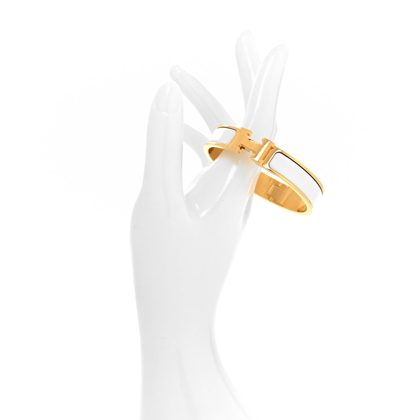 Enamel Narrow Clic Clac H Bracelet PM White