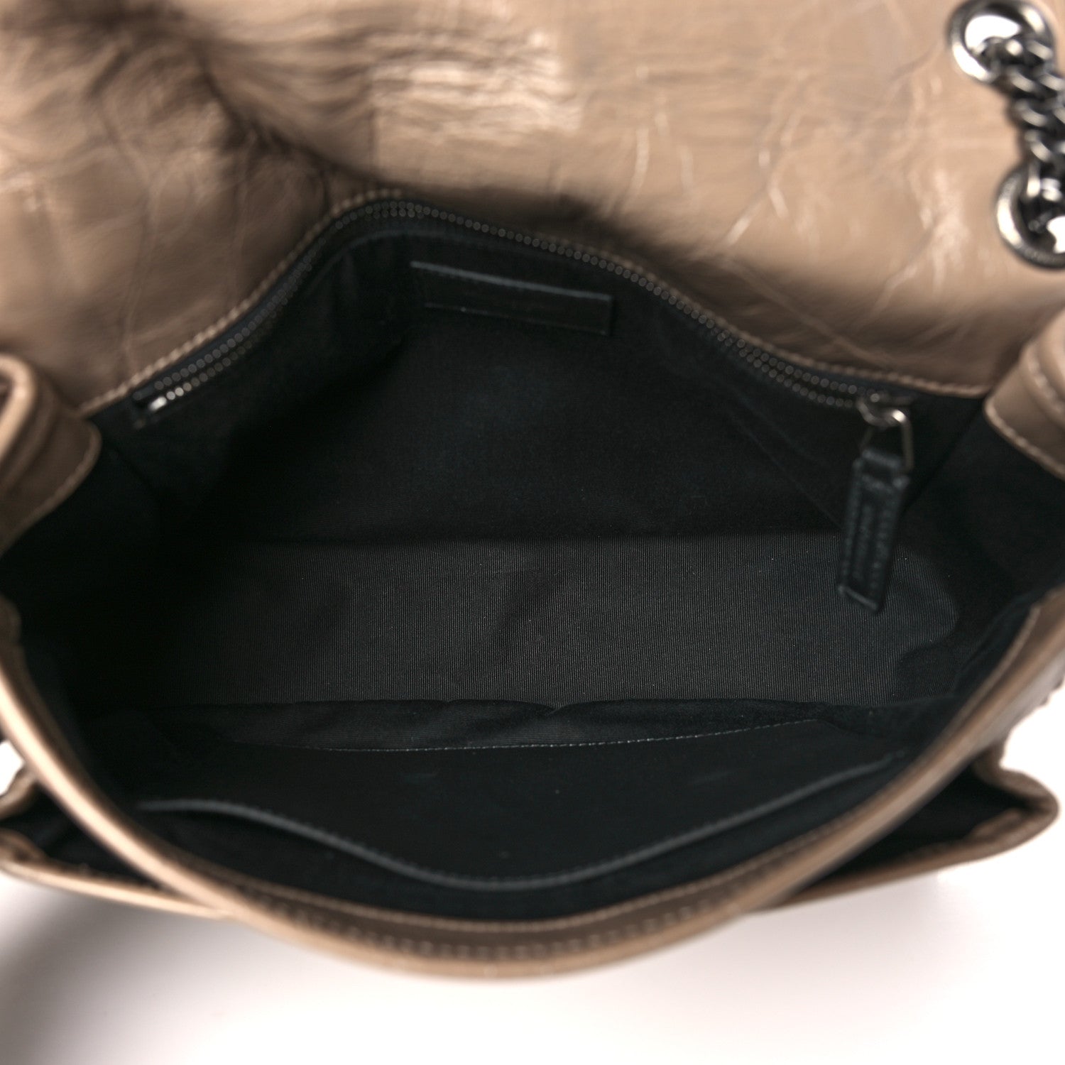 Saint Laurent Crinkled Calfskin Matelasse Monogram Medium Niki Chain Satchel Light Taupe 5 of 10