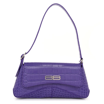 Balenciaga Shiny Super Supple Calfskin Crocodile Embossed Small XX Flap Stretch Bag Purple 1 of 13