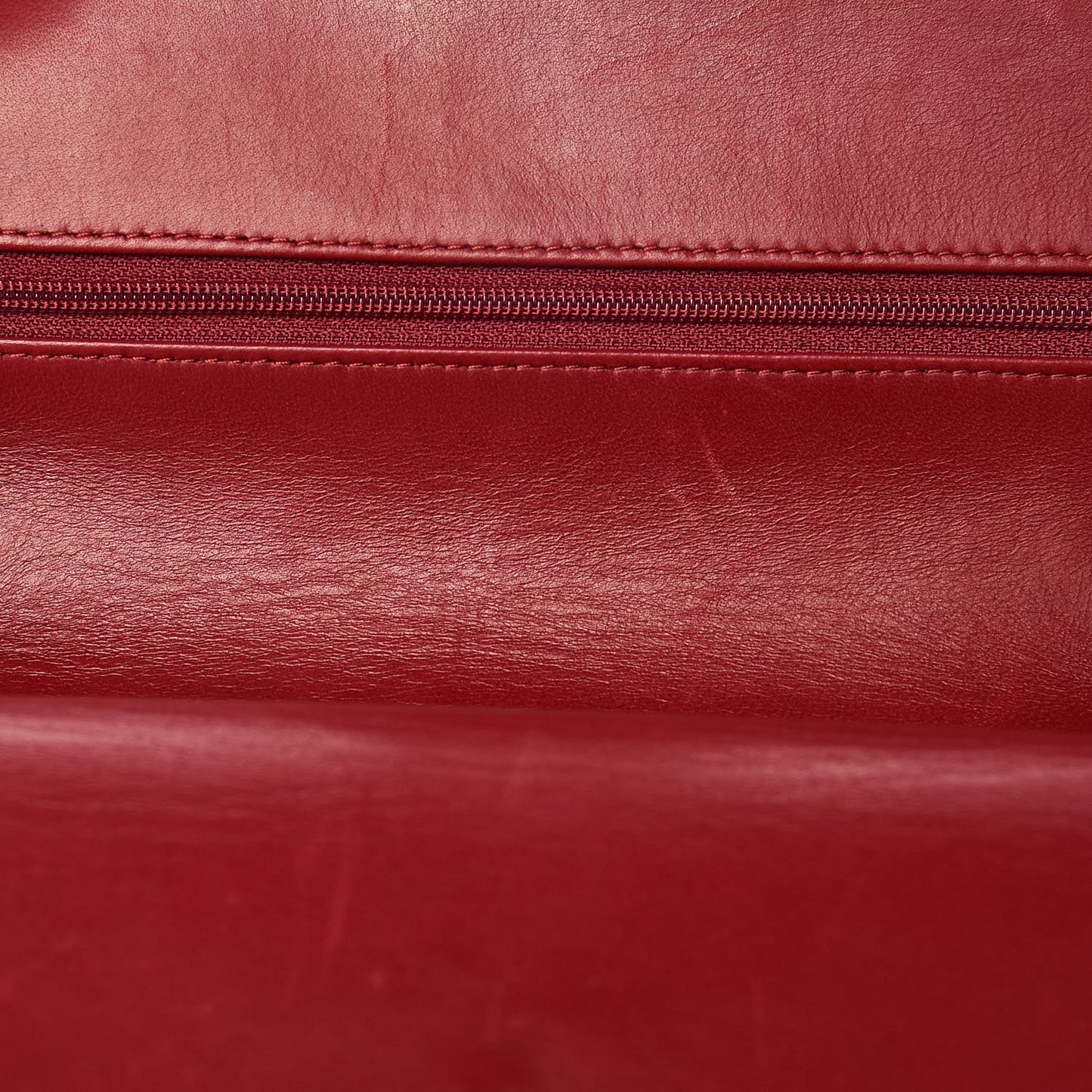 Patent Calfskin Quilted Medium Double Flap Dark Red