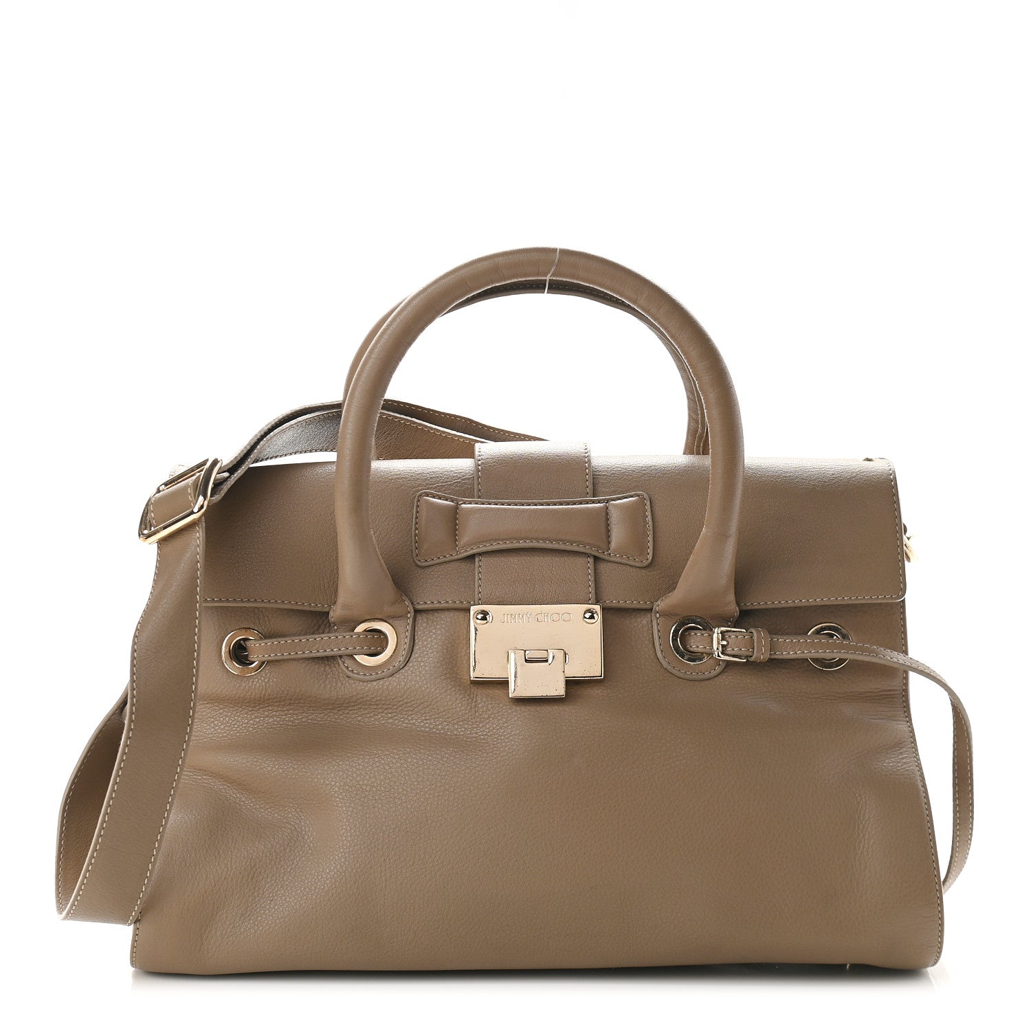 Jimmy Choo Grainy Calfskin Large Rosalie Satchel Nude 1 of 8