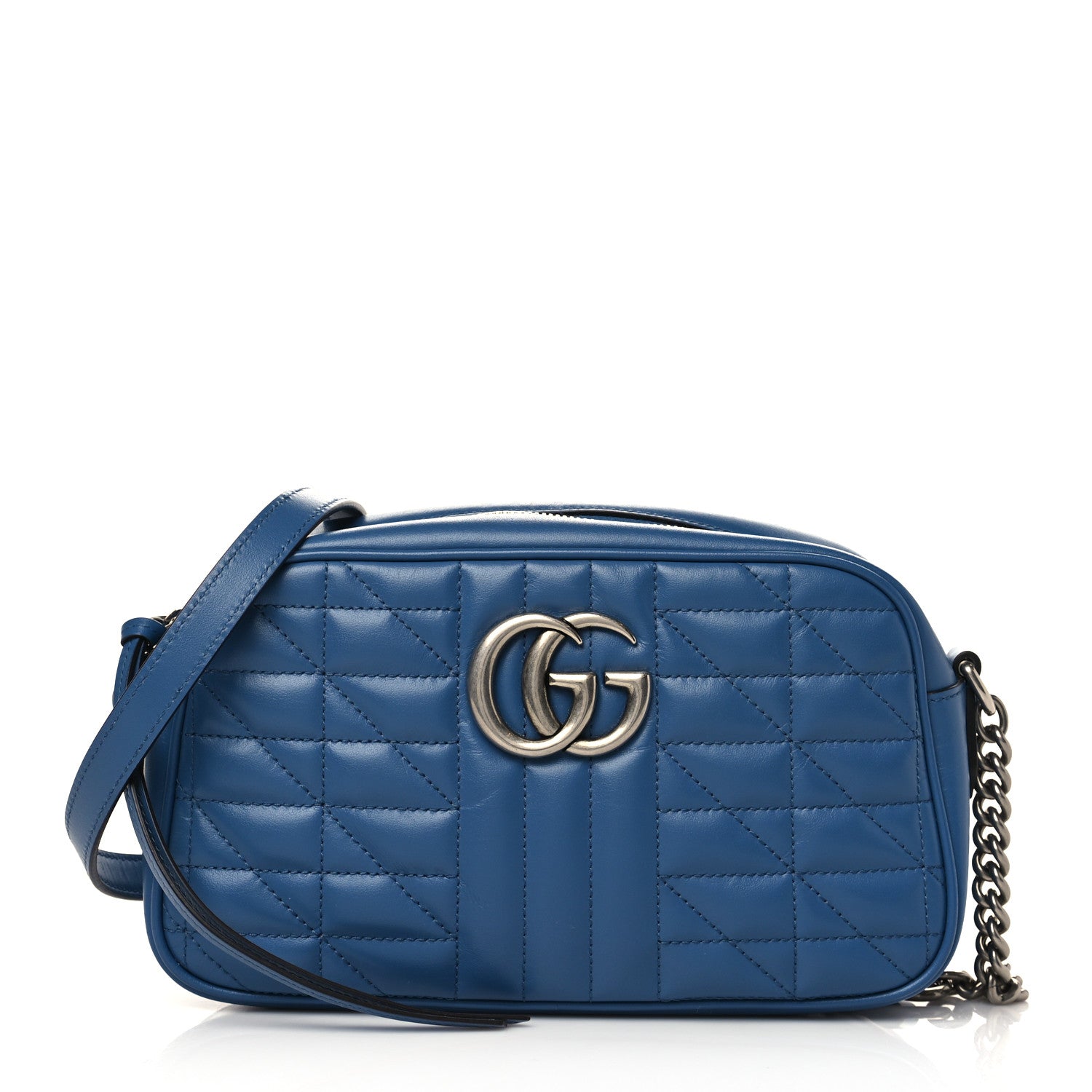 Gucci Calfskin Matelasse Aria Small GG Marmont Chain Shoulder Bag Clear Blue 1 of 6