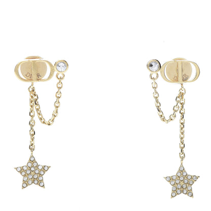 Christian Dior Crystal Star CD J'Adior Dangle Earrings Gold 1 of 5