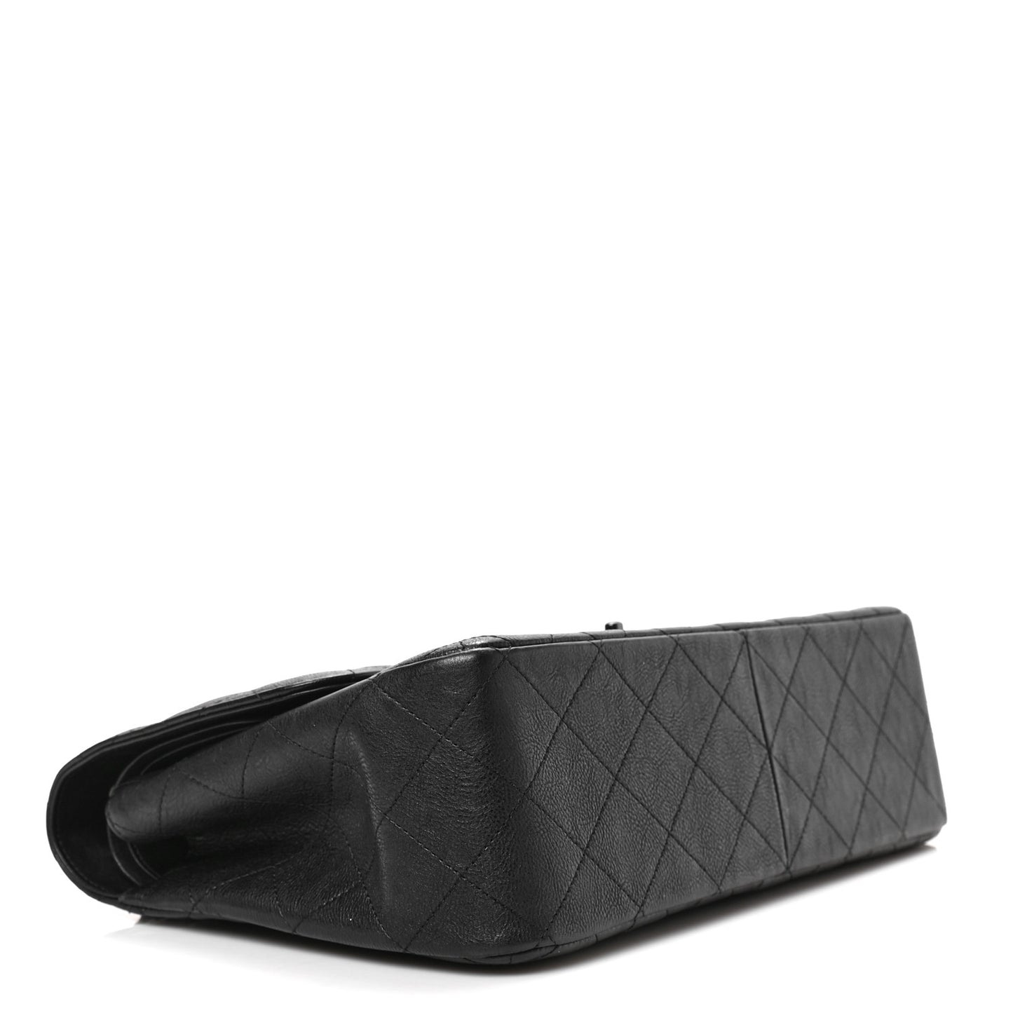 Crumpled Calfskin Quilted Jumbo Double Flap So Black