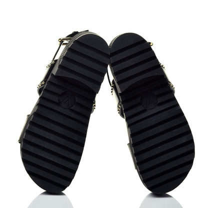 Louis Vuitton Calfskin Monogram Laureate Platform Sandals 36 Black 6 of 10