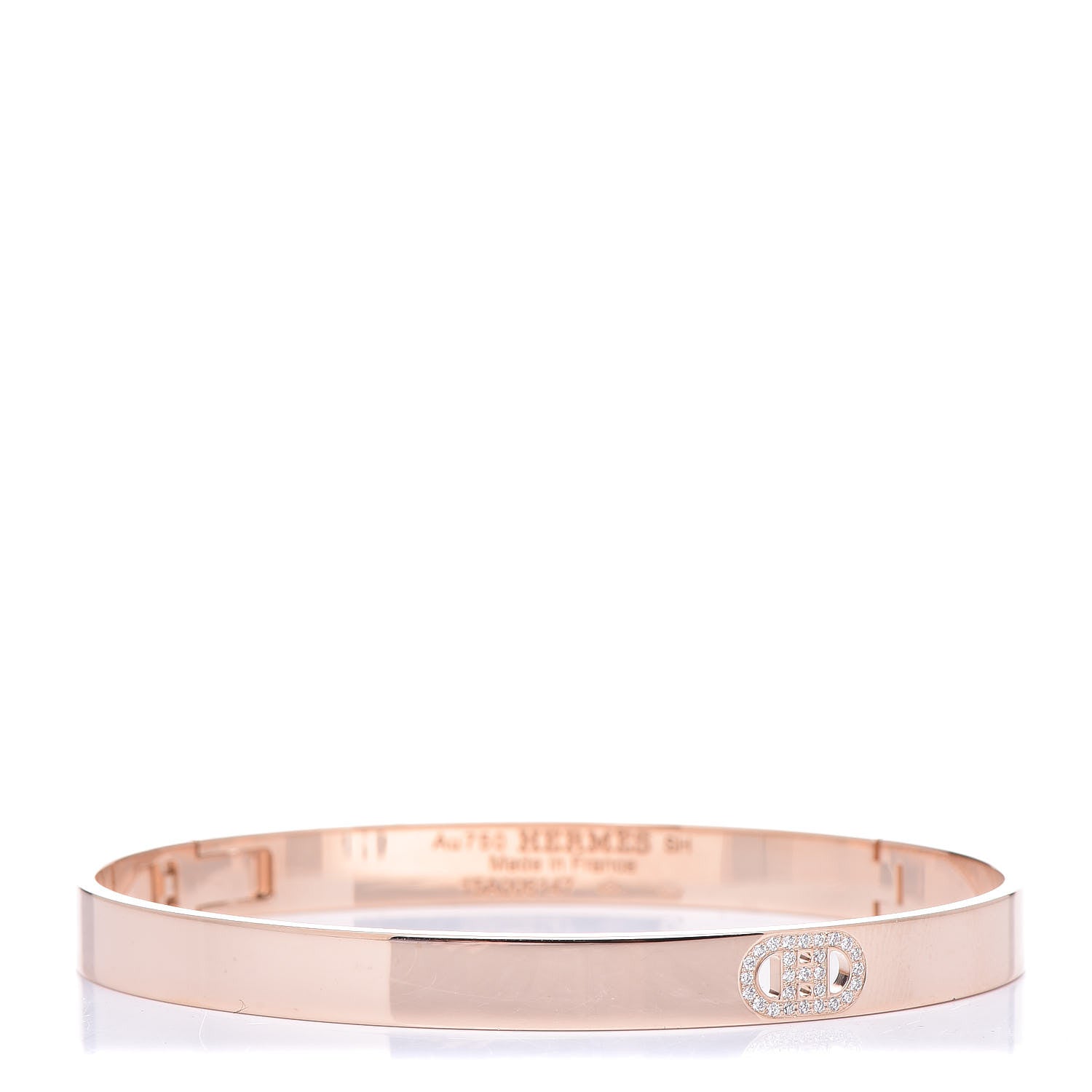 Hermes 18K Rose Gold Diamond PM H D'Ancre Bracelet SH 1 of 6