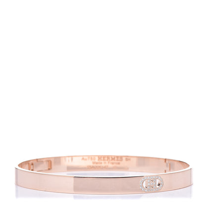Hermes 18K Rose Gold Diamond PM H D'Ancre Bracelet SH 1 of 6