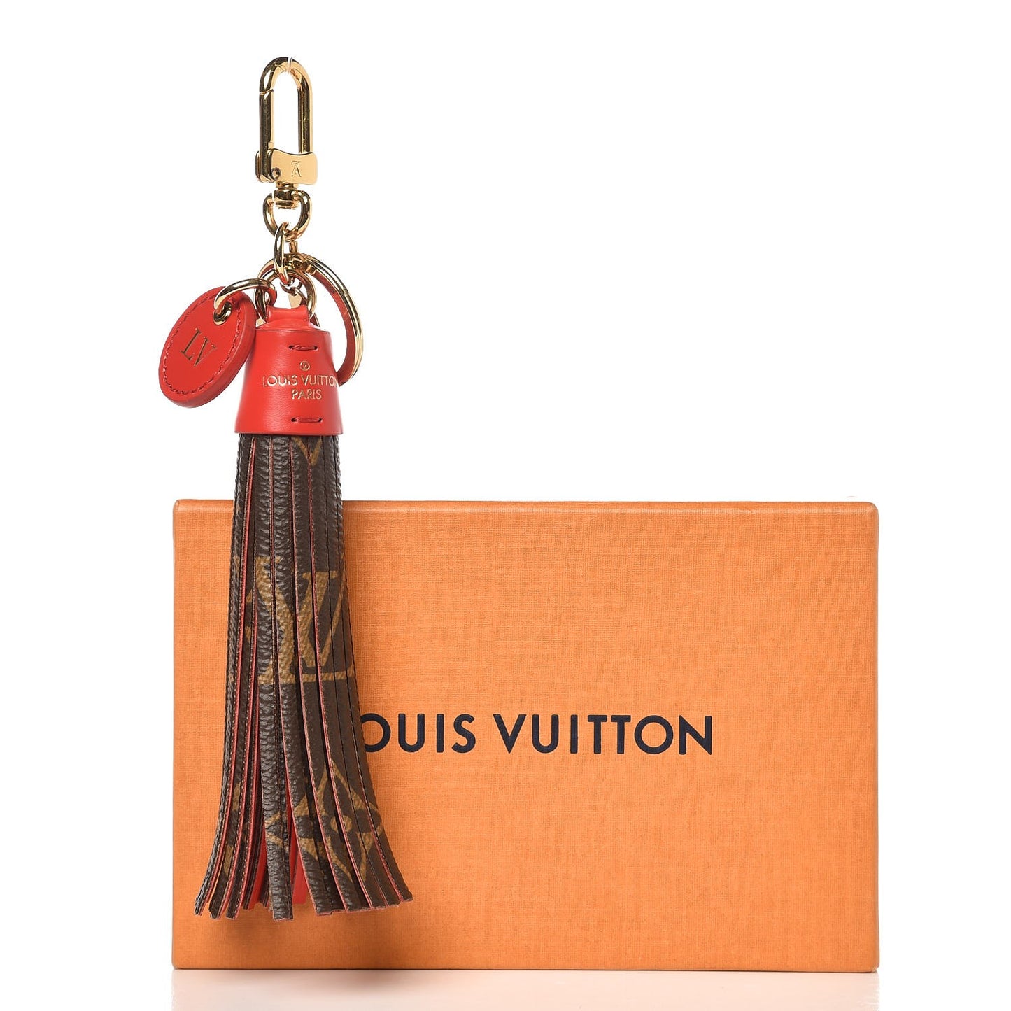 Monogram Tassel Bag Charm Red