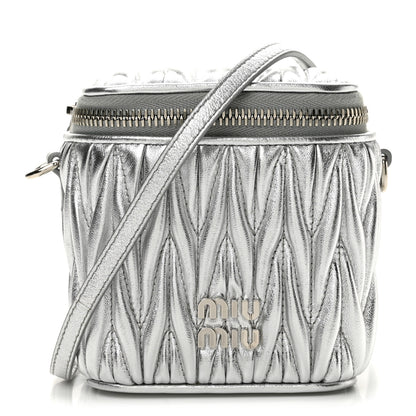 Miu Miu Metallic  Nappa Matelasse Micro Vanity Case Silver 1 of 13