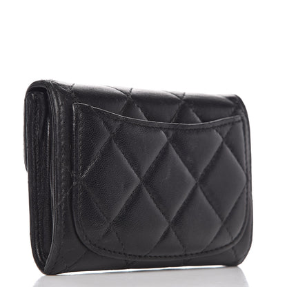 Chanel Lambskin Quilted Flap Card Holder Wallet Black 3 of 11
