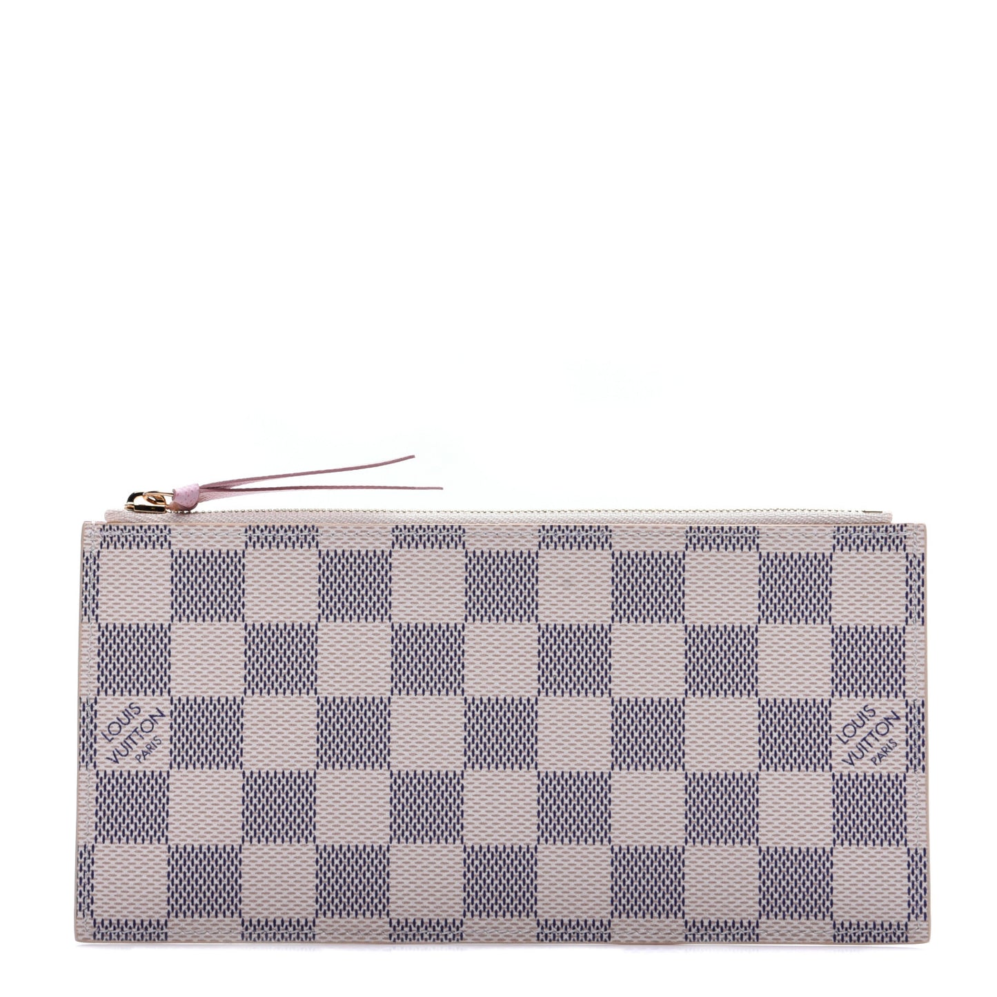Damier Azur Felicie Chain Wallet Zippered Insert Rose Ballerine