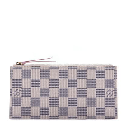 Louis Vuitton Damier Azur Felicie Chain Wallet Zippered Insert Rose Ballerine 1 of 9