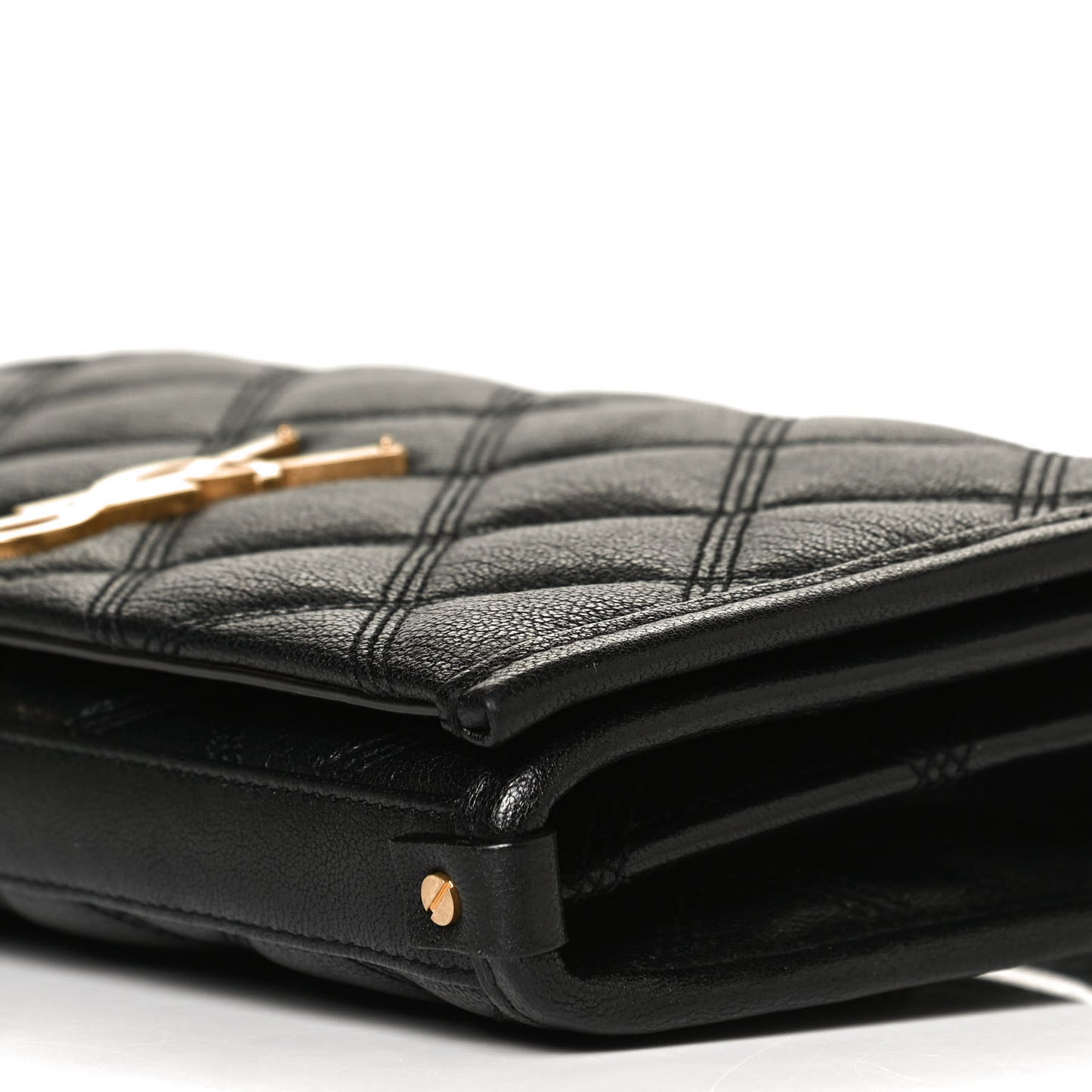Lambskin Diamond Quilted Becky Chain Wallet Black