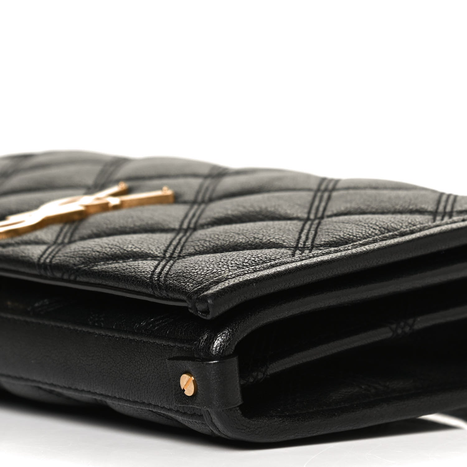 Saint Laurent Lambskin Diamond Quilted Becky Chain Wallet Black 10 of 13