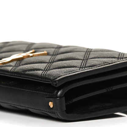 Saint Laurent Lambskin Diamond Quilted Becky Chain Wallet Black 10 of 13