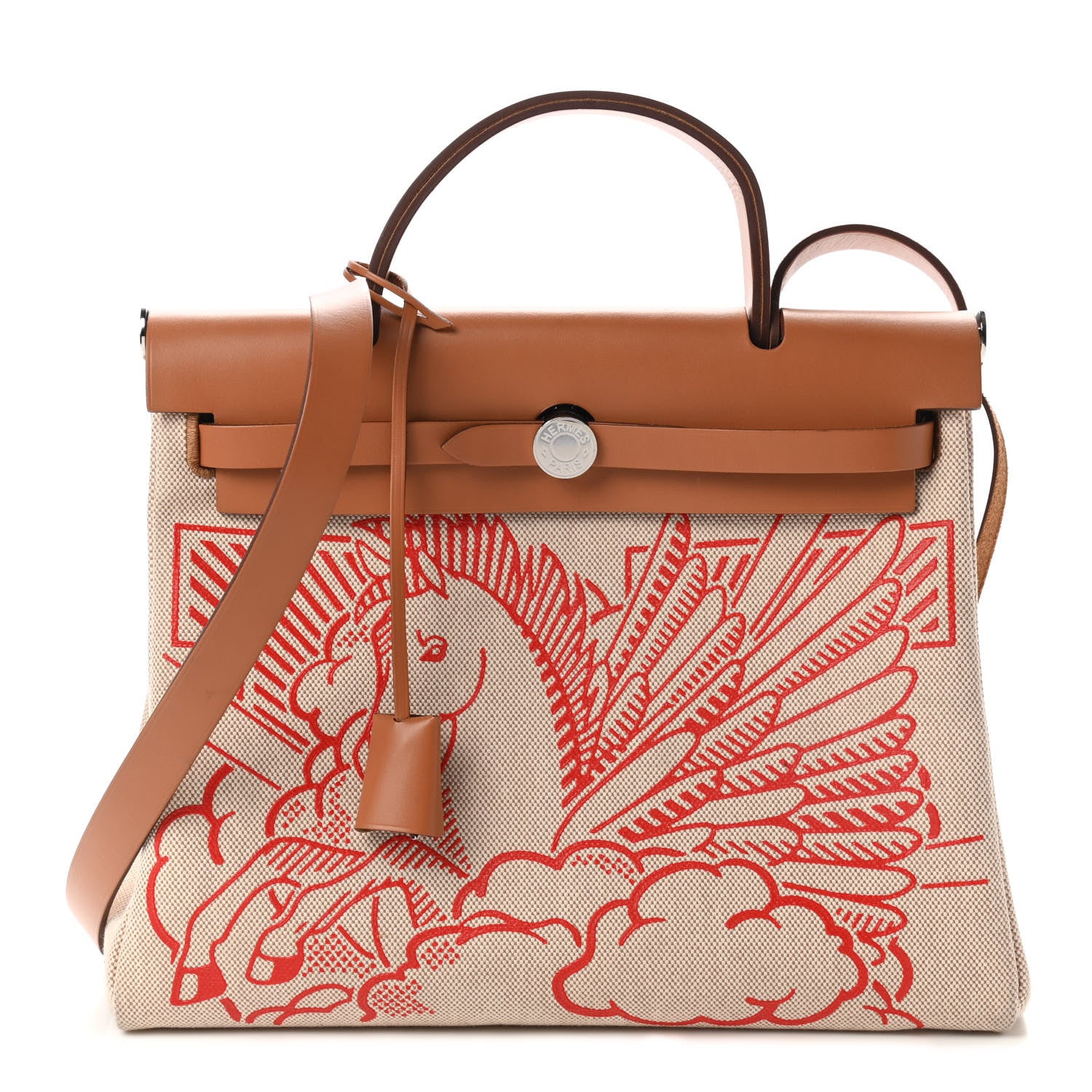 Hermes Vache Hunter Toile Pegase Pop Herbag Zip Retourne 31 PM Capucine Ecru 3 of 9