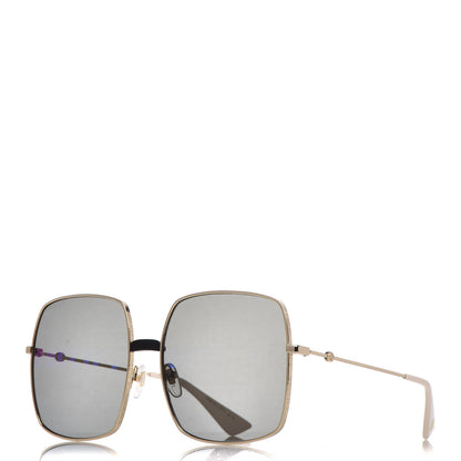 Gucci Metal Rectangular Guccify Frame Sunglasses GG0414S Gold 1 of 9