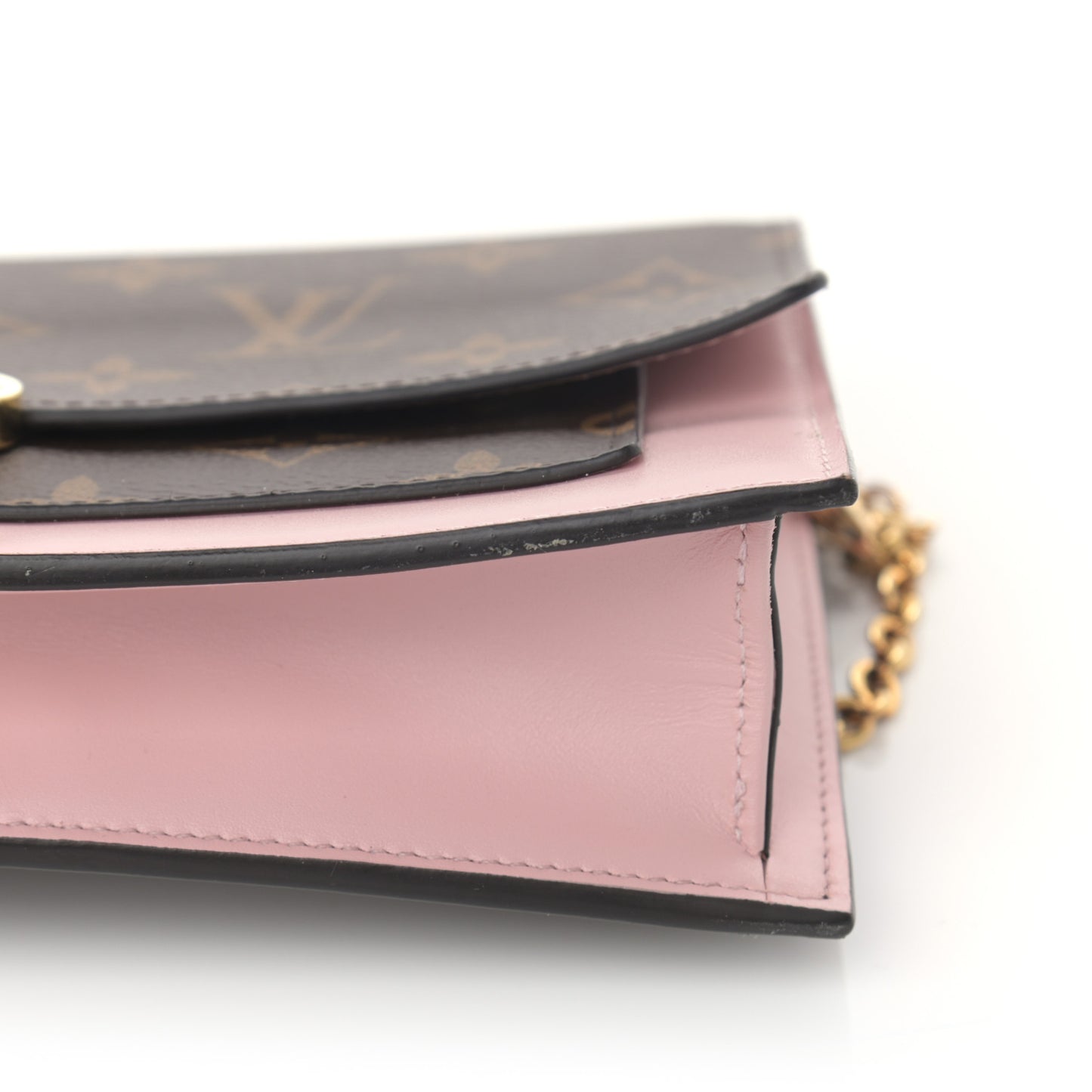Monogram Flore Chain Wallet Rose Ballerine