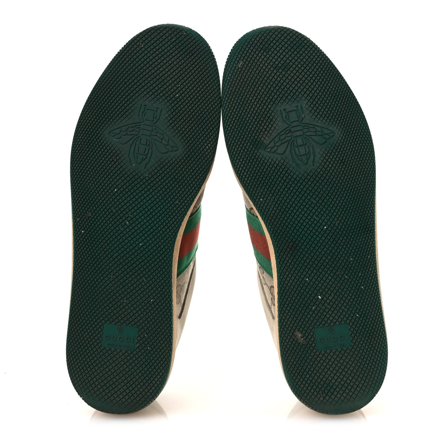 GG Monogram Nubuck Web Womens Screener Sneakers 40 New Sand Dusty Milk Vintage Green