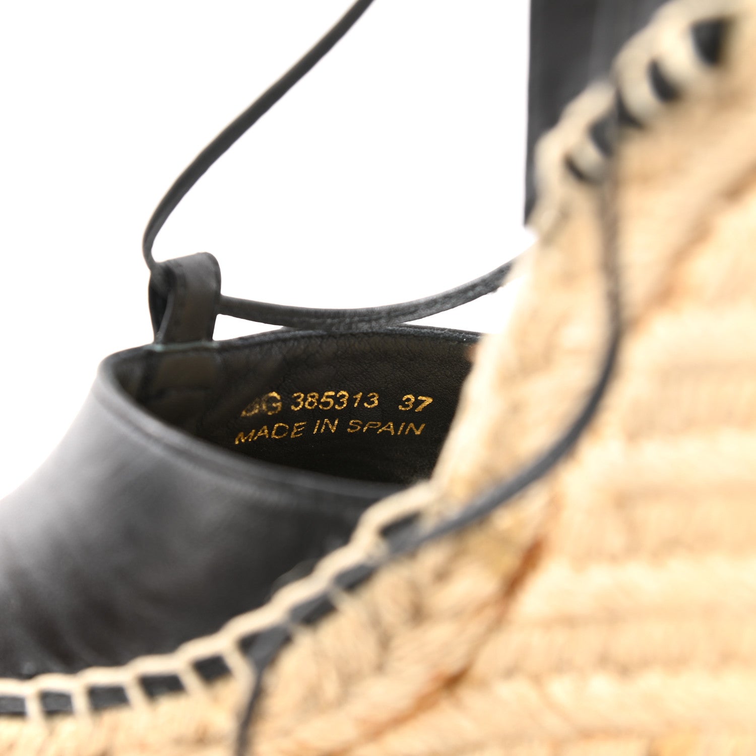 Saint Laurent Calfskin Espadrille Lace-Up Wedges 37 Black 7 of 12