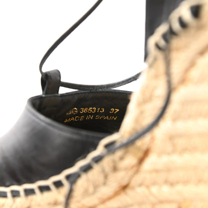 Saint Laurent Calfskin Espadrille Lace-Up Wedges 37 Black 7 of 12