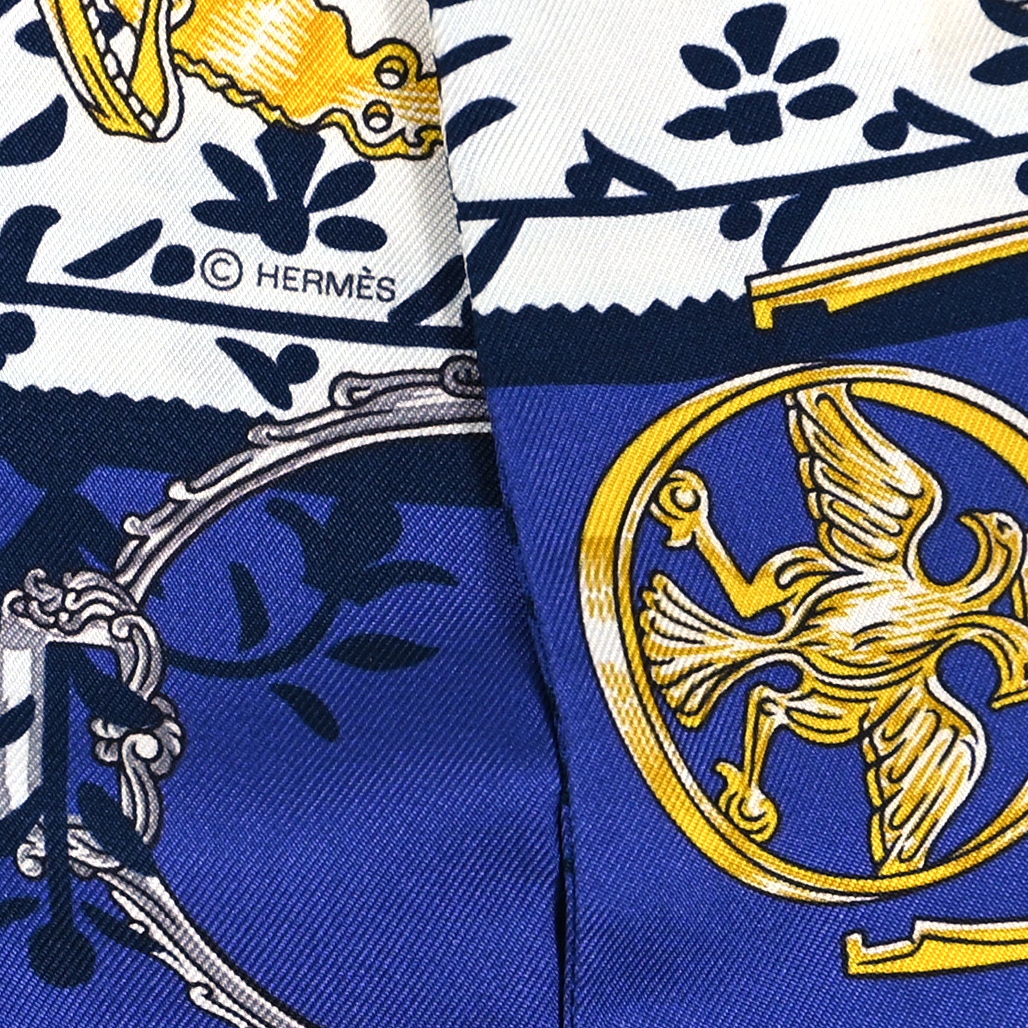 Hermes Silk Etriers Remix Twilly Marine White Or 4 of 4