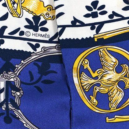 Hermes Silk Etriers Remix Twilly Marine White Or 4 of 4