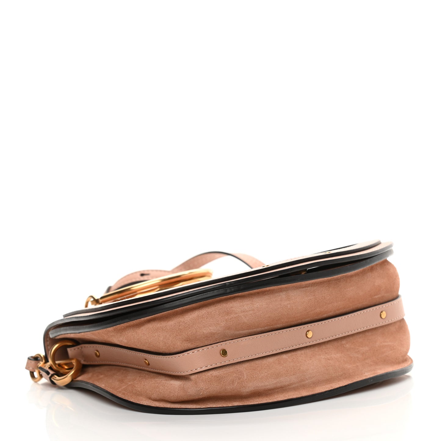 Calfskin Suede Medium Nile Bracelet Bag Biscotti Beige