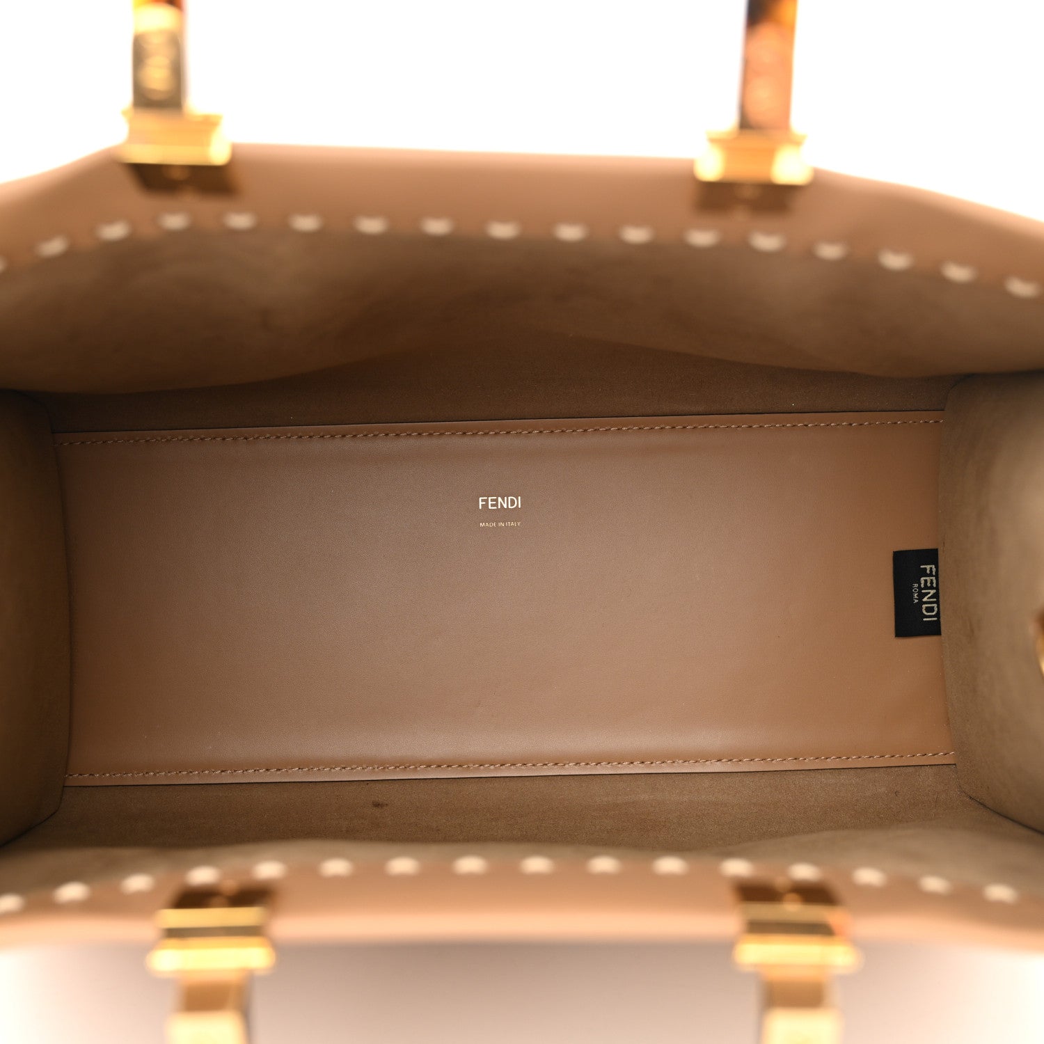 Fendi Vitello King Plexiglass Elaphe Python Print Logo Medium Fendi Sunshine Shopper Tote Miele Scuro Makeup 5 of 13