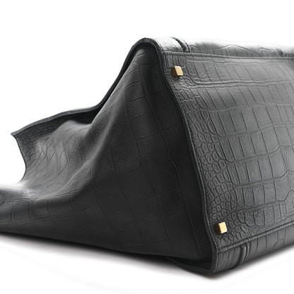 Celine Crocodile Embossed Calfskin Large Phantom Luggage Black 8 of 11