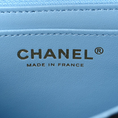 Chanel Tweed Quilted Mini Rectangular Flap Black Pink Blue Ecru 6 of 8
